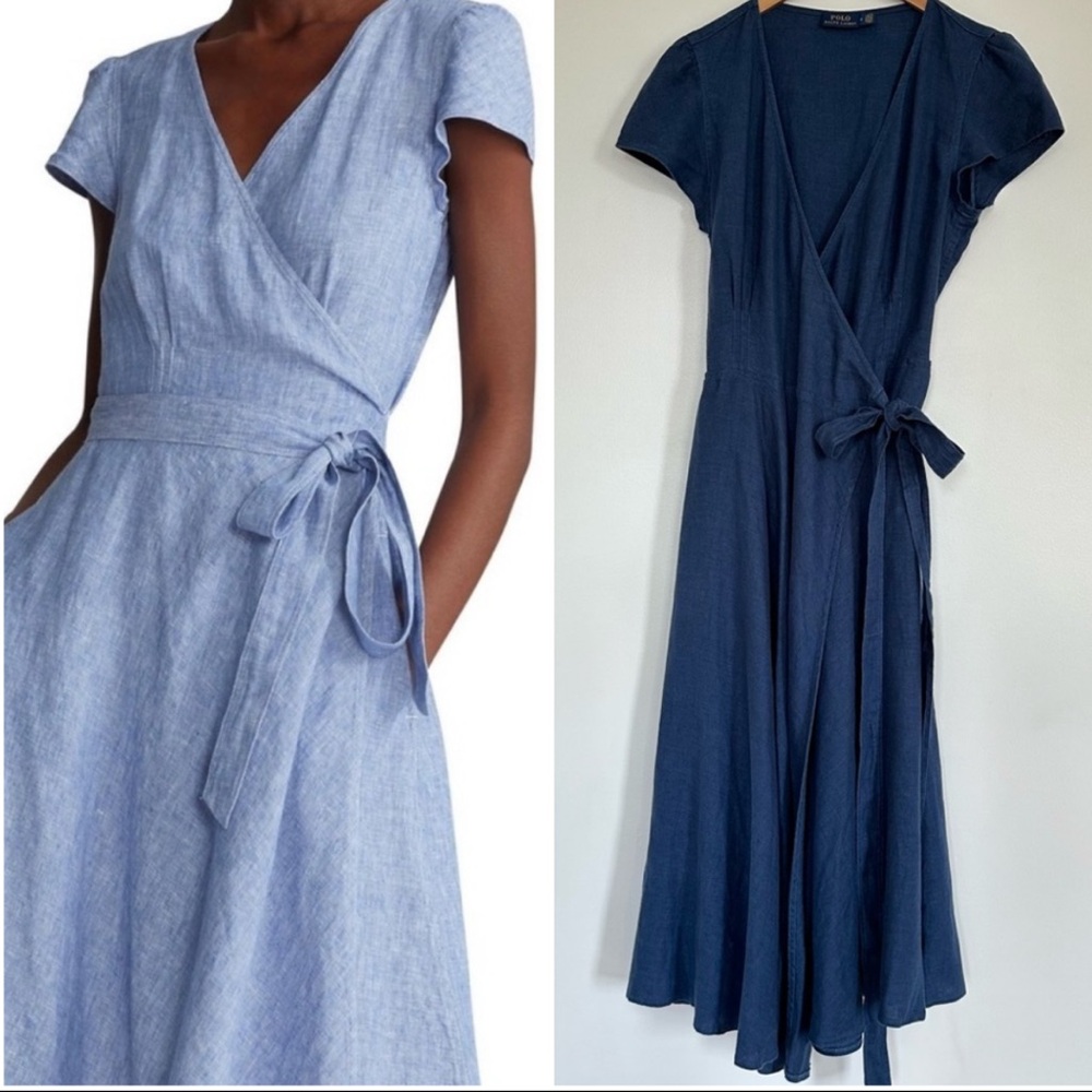 Polo by Ralph Lauren Navy Wrap Midi Dress